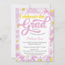 Pink Daisy Graduation Party Invitation Cute Floral