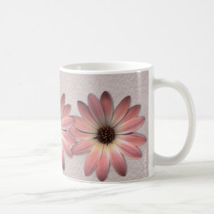 Pink Daisy - Hintergrundbild mit Nerzlederstruktur Kaffeetasse