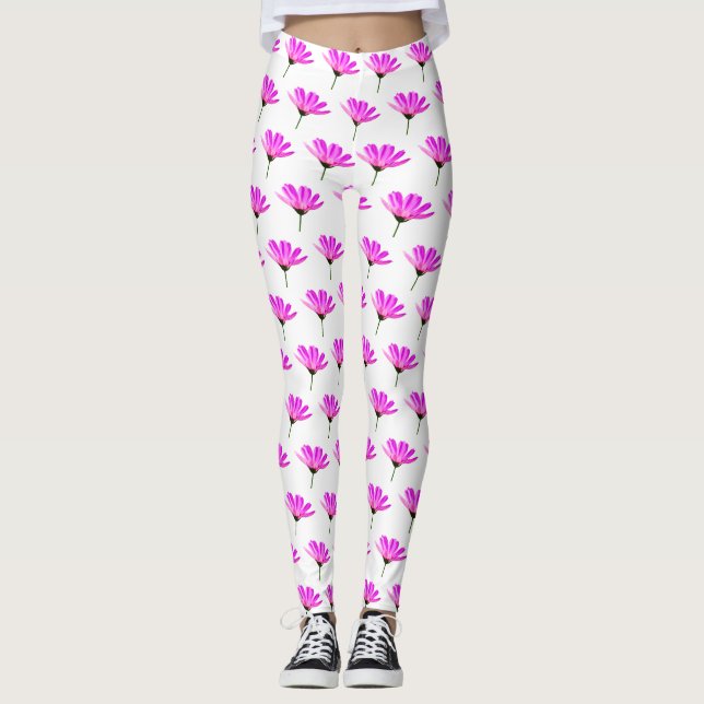 Pink Daisy Leggings (Vorderseite)