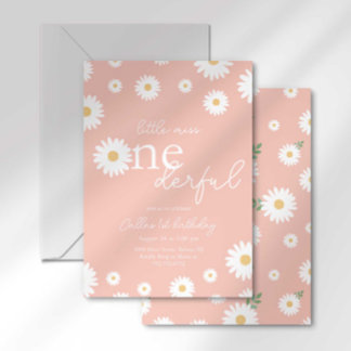 Pink Daisy Little Miss Onederful Einladung