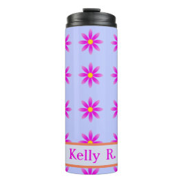 Pink Daisy Muster Name individuell einstellbar Thermosbecher