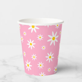 Pink Daisy Paper Cups Pappbecher