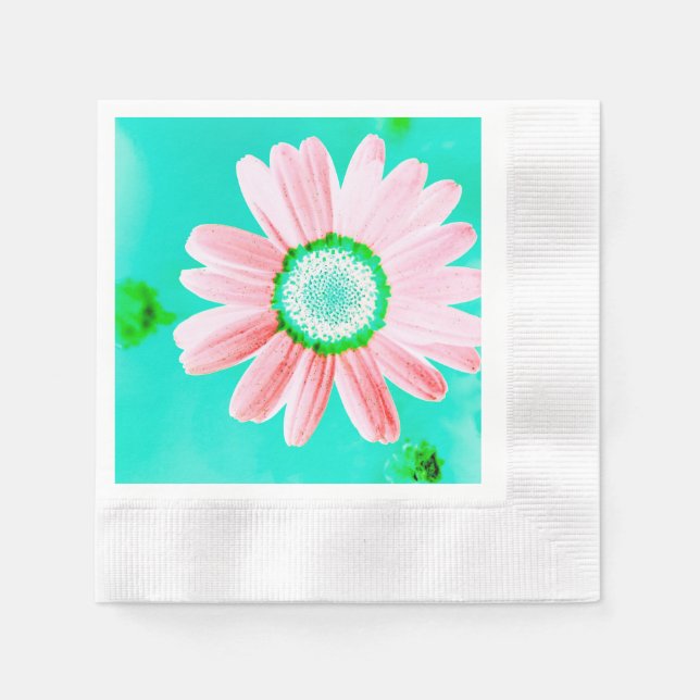 Pink Daisy Paper Napkin Serviette (Vorderseite)