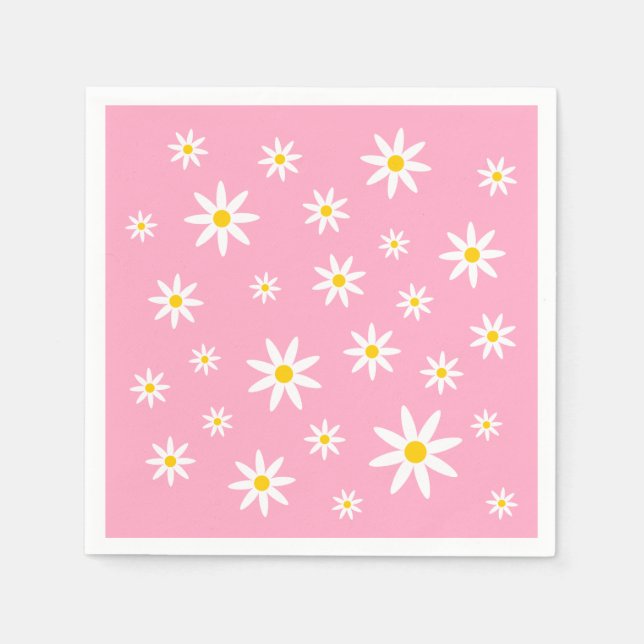 Pink Daisy Paper Napkins Serviette (Vorderseite)