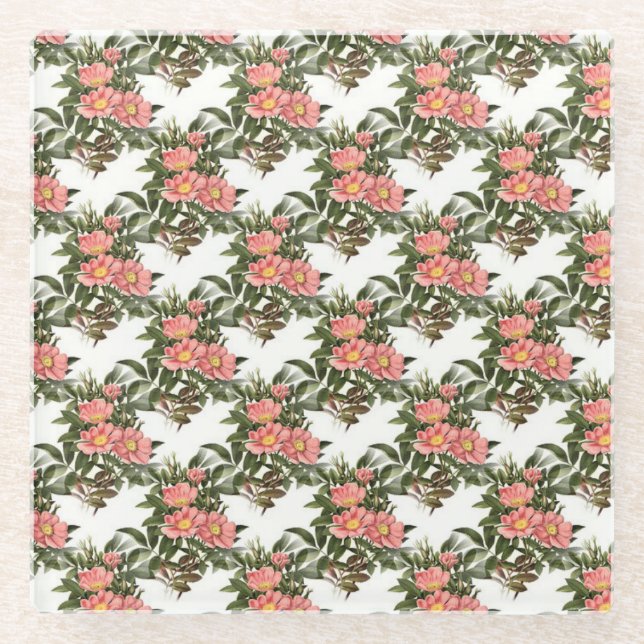 Pink Daisy Pattern Untersetzer (Vorderseite)
