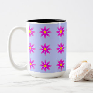 Pink Daisy Pattern Zweifarbige Tasse