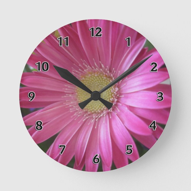 Pink Daisy Princess Runde Wanduhr (Vorderseite)