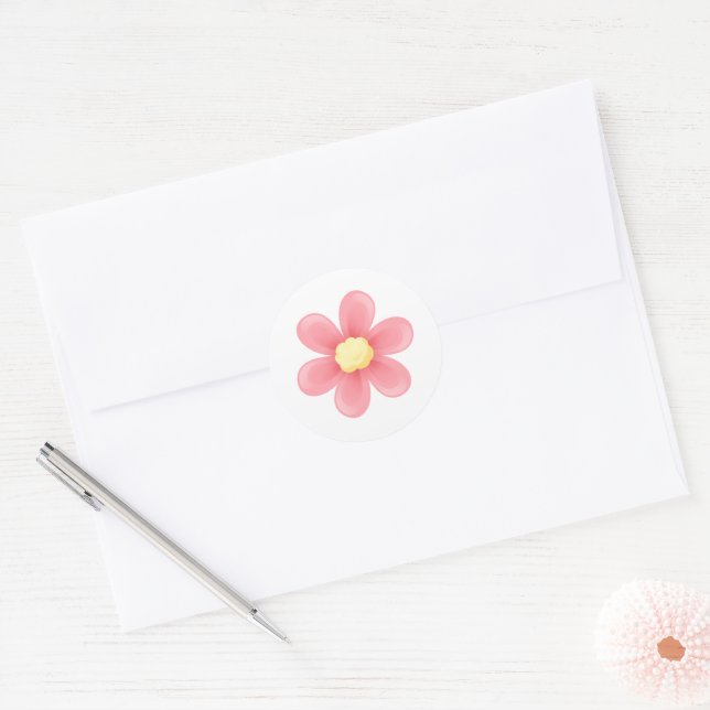 Pink Daisy Round Sticker - Cute Floral Custom (Umschlag)