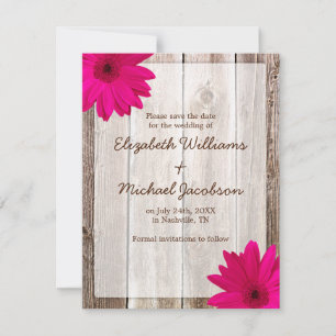 Pink Daisy Rustic Ankündigung Datum freihalten