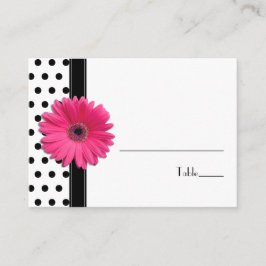 Pink Daisy Schwarz-weiß Polka Dot Platzkarte