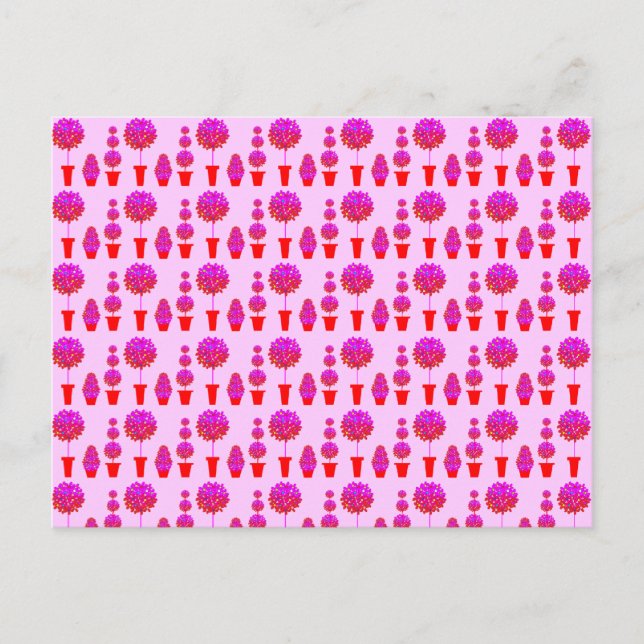 Pink Daisy Topiary Postkarte (Vorderseite)