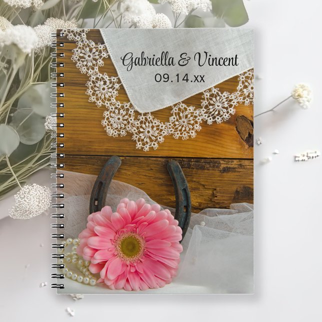Pink Daisy und Lace Country Western Hochzeit Notizblock (Von Creator hochgeladen)