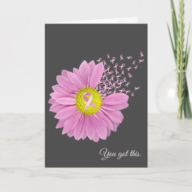 Pink Daisy und Ribbon denken Sie Karte (Vorderseite)