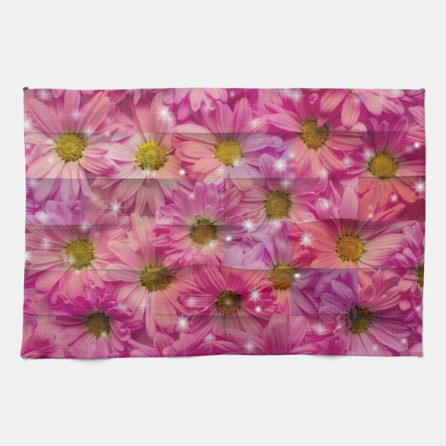 Pink Daisy Weave Geschirrtuch (Horizontal)