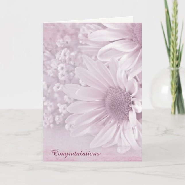 Pink Daisy Wedding Gratulation Karte (Vorderseite)