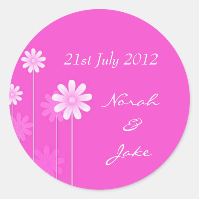 Pink Daisy Wedding Umschlag Aufkleber (Vorderseite)