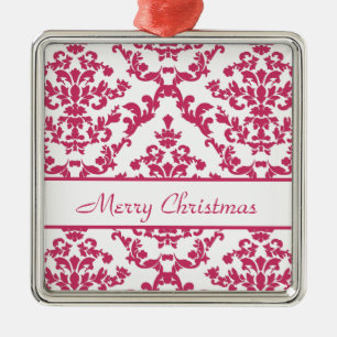 Pink Damask #2 benutzerdefinierbar Ornament Aus Metall