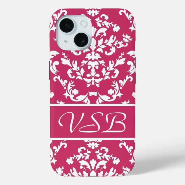 Pink Damask #3 mit Monogramm bei VictoriaShaylee title_seo2 (Rückseite)