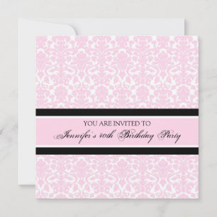 Pink Damask 40. Geburtstagsfeier Party Einladungen