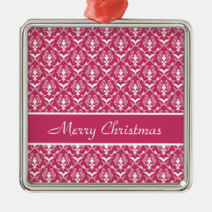 Pink Damask #5 anpassbar Ornament Aus Metall