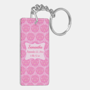Pink Damask Baby Girl Nom Naissance personnalisée