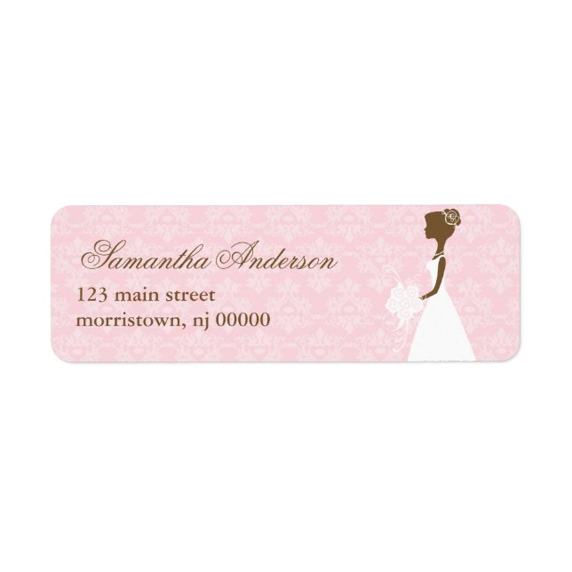 Pink Damask Brautparty Address Labels (Vorne)