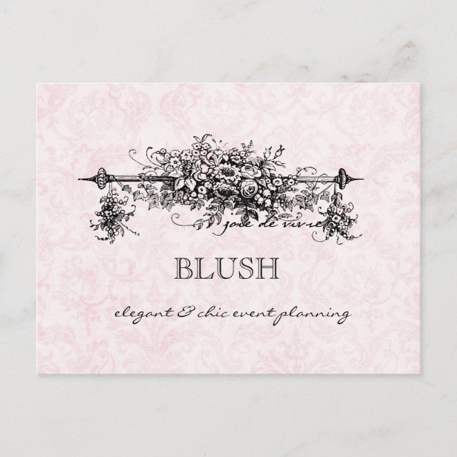 Pink Damask Business Postkarten (Vorderseite)