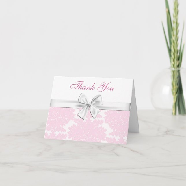 Pink Damask Danke an die Karten (Vorderseite)