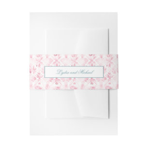 Pink Damask Einladung Bauchband Einladungsbanderole