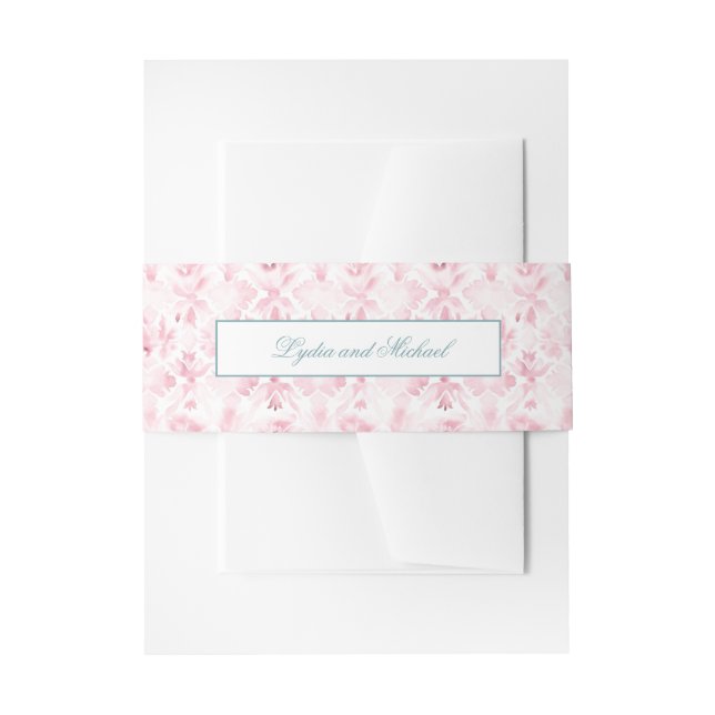 Pink Damask Einladung Bauchband Einladungsbanderole (Vorderseite Beispiel)