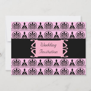 Pink Damask Hochzeit Einladung