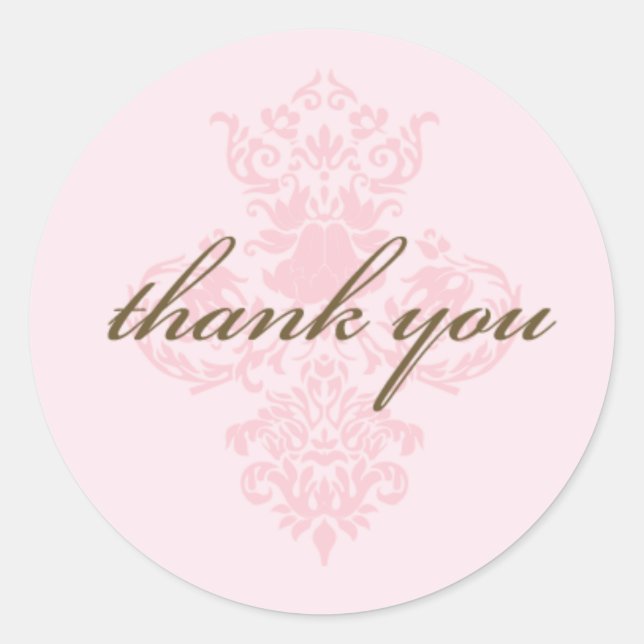 Pink damask merci sticker (Devant)
