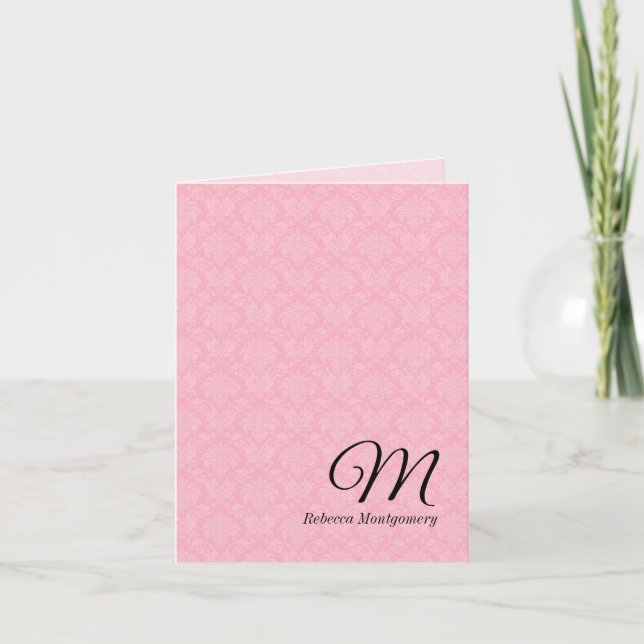Pink Damask Mit Monogramm Deluxe (Vorderseite)