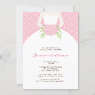 Pink Damask Muster Brautparty Einladung