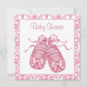 Pink Damask Satin Hintern Baby Girl Dusche Einladung