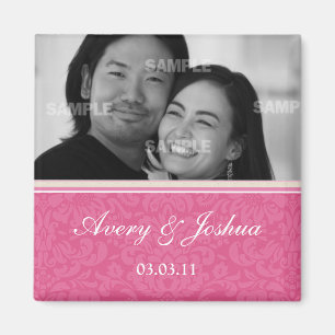 Pink Damask Save the Date Foto Magnet