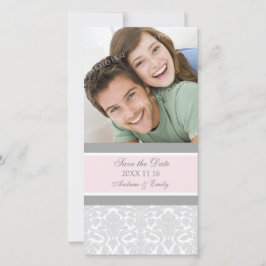 Pink Damask Save the Date Hochzeitsfotokarten