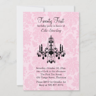 Pink Damask Vingt-et-unième invitation anniversair