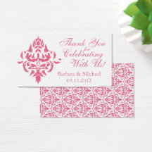 Pink Damask Wedding Favor Gift Tags