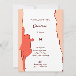 Pink Dance 14th Birthday Party Invitation