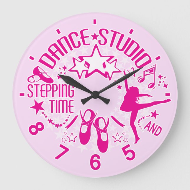 Pink Dance Studio Runde Wanduhr (Vorderseite)