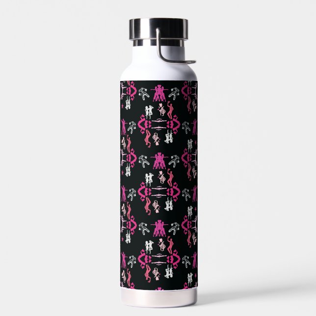 Pink Dancer Gemusterte Wohngestaltung Trinkflasche (Links)