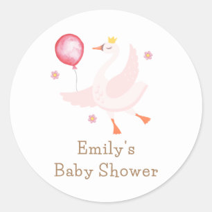 Pink Dancing Princess Swan Balloon Babydusche Runder Aufkleber
