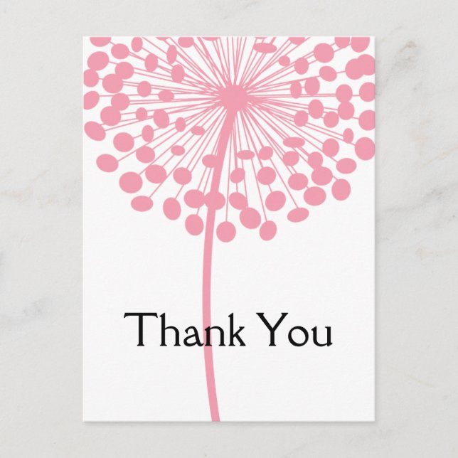 Pink Dandelion Blume Danke Postcards 2 Postkarte (Vorderseite)