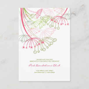 Pink Dandelions Blume Spring Wedding Empfang Begleitkarte