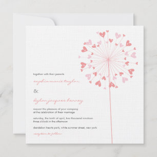 Pink Dandelions Love Faire-part de mariage d'été