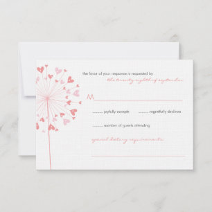 Pink Dandelions Love Summer Wedding Carte RSVP