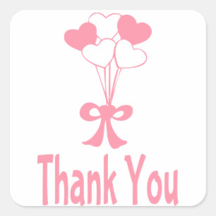 Pink Danke, Ballon Hearts Grußhalter Quadratischer Aufkleber