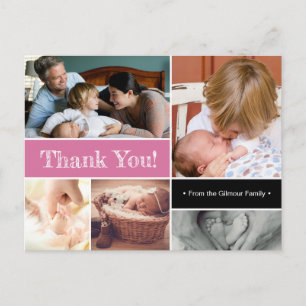 Pink Danke, dass du das zweite Baby-Foto vorgestel Ankündigungspostkarte