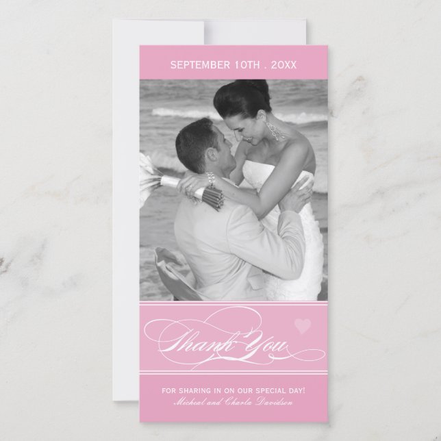 Pink Danke Foto Card (4x8) (Vorderseite)